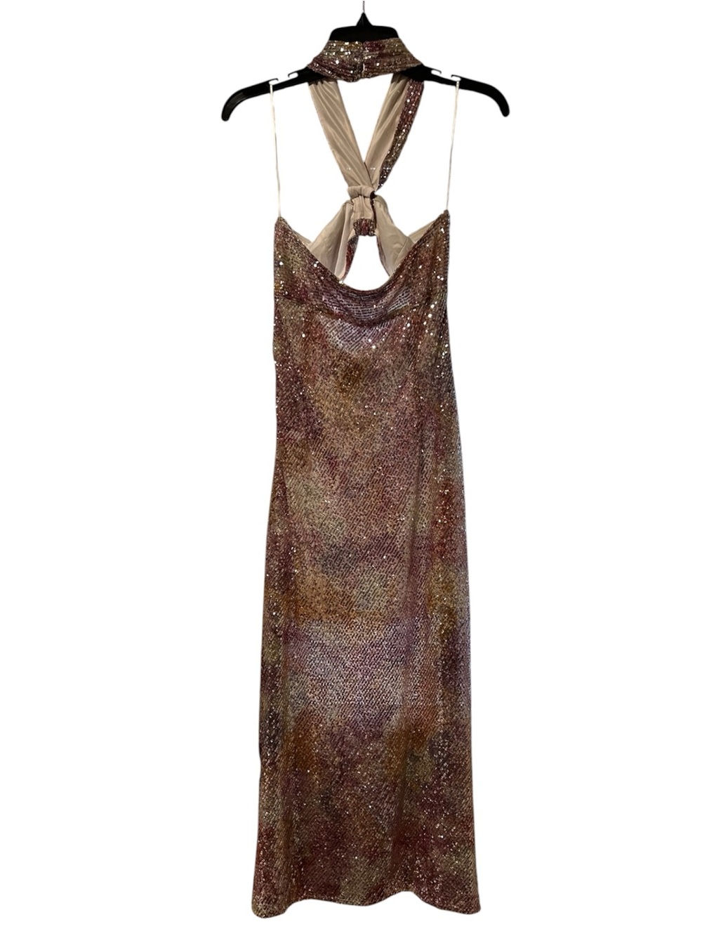 Zara Blogger Favorite Multicolor Sequin Halter Maxi Dress Size Small NWT - Picture 5 of 7